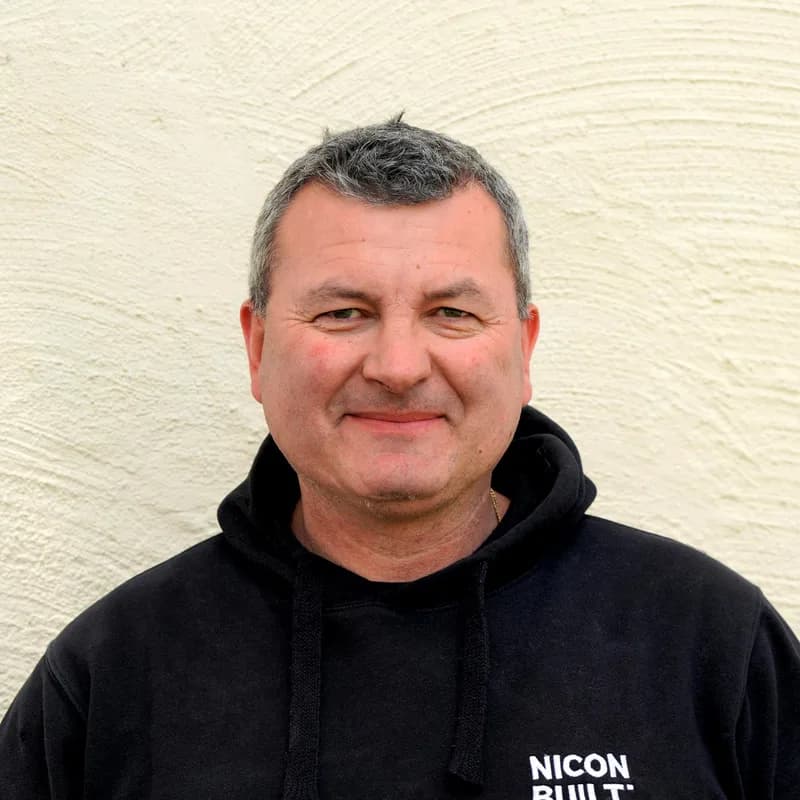 Nick Kafkalas, founder of Nicon Built, on site