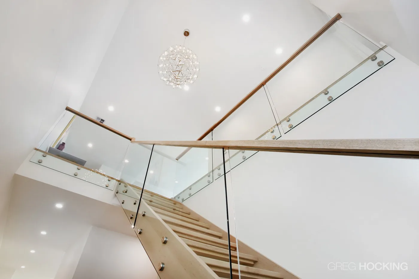 Custom timber staircase with glass balustrade — Nicon Built