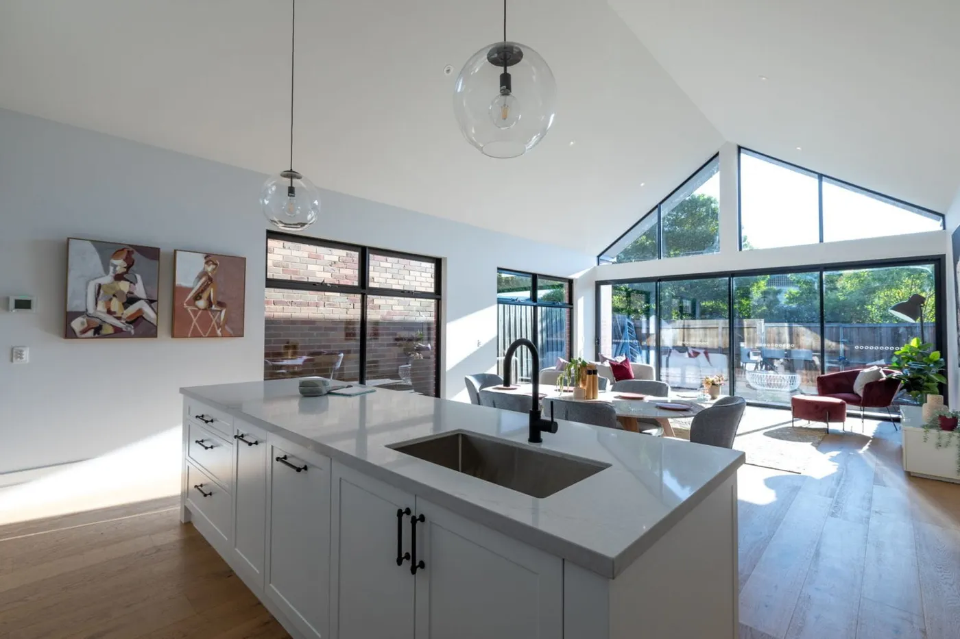 Shaker kitchen island with gable window — Nicon Built